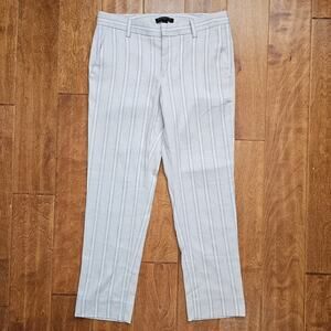 EUC BANANA REPUBLIC AVERY Linen Cotton Blend Striped Ankle Crop Pants 4